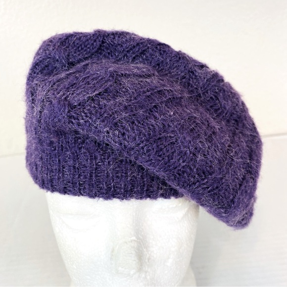 Fownes Purple Mohair Blend Knit Beret OS - Picture 1 of 6